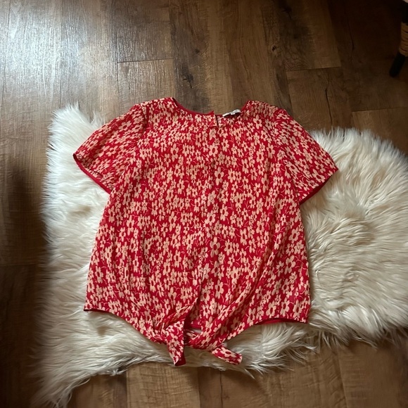 MADEWELL Crinkled Button-Back Tie Tee In Full Bloom - Picture 5 of 6